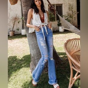 Women's Vervet Distressed Blue Jeans